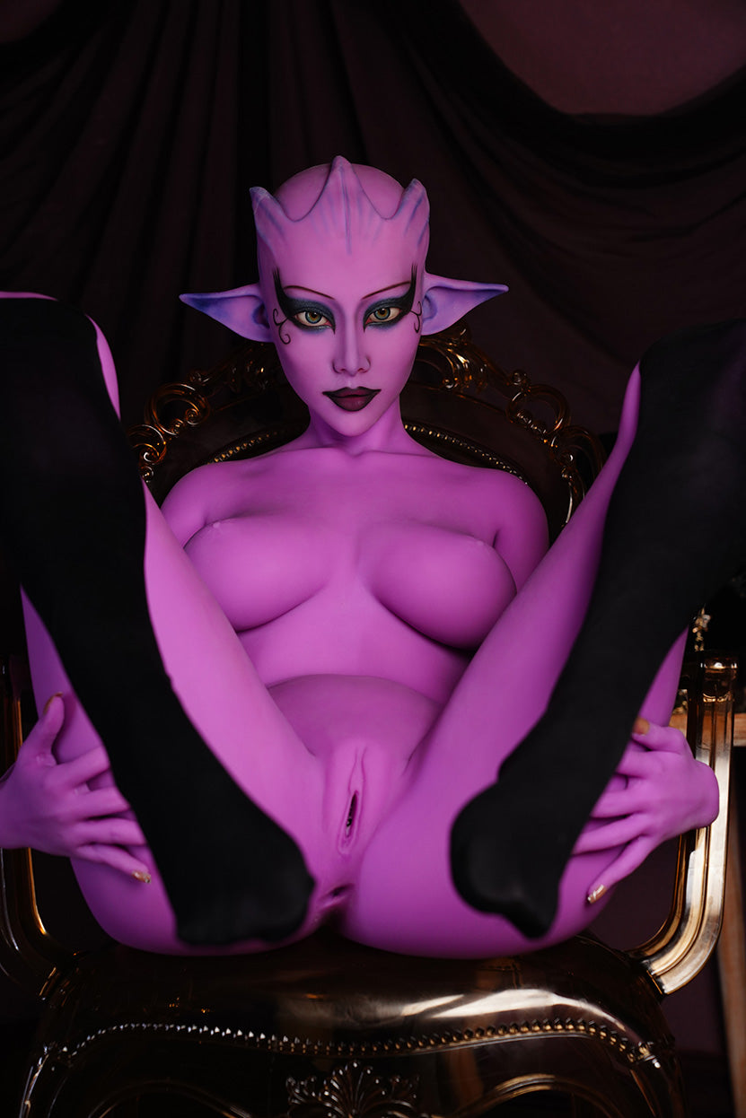 Full-body view of 170cm love doll in sci-fi themed outfit

