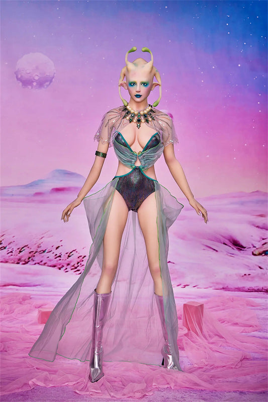 realistic silicone sex doll with sci-fi inspired face